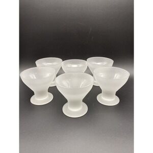 VINTAGE FROSTED GLASS COMPOTE FOOTED ICE CREAM BOWLS Set Of‎ 6
